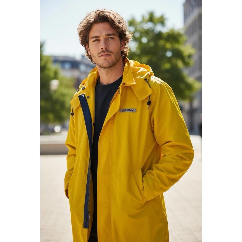 Vintage 90s Polo Sport Ralph Lauren Yellow Rain Slicker Jacket USA Mens M
